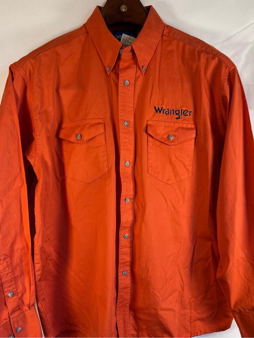 Wrangler Button-Down Rodeo Western Shirt With Stitched Branding on back Men’s XL
